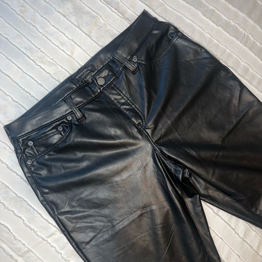 Banana Republic Faux Leather Boot cut Black Women’s Jeans - Picture 6 of 11